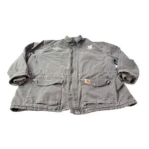 Carhartt Mens Work Jacket Chore Coat Quilted Lined Green Logo USA 2XL 1x